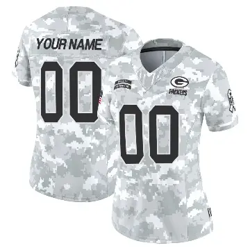 ＃00 Women's Custom Arctic Camo Limited Green Bay Packers 2024 Salute to Service Jersey