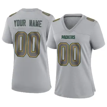 ＃00 Women's Custom Gray Game Green Bay Packers Atmosphere Fashion Jersey