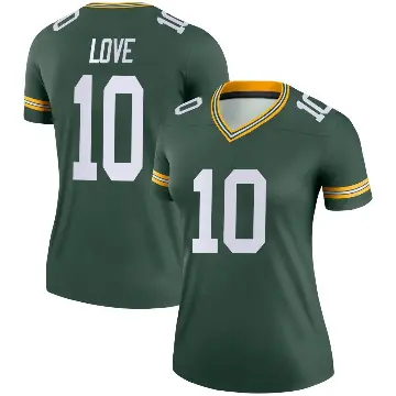 ＃10 Women's Jordan Love Green Legend Green Bay Packers Jersey