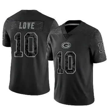 ＃10 Youth Jordan Love Black Limited Green Bay Packers Reflective Jersey