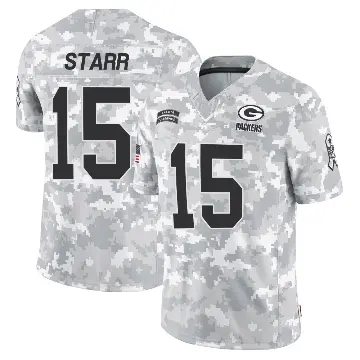 ＃15 Youth Bart Starr Arctic Camo Limited Green Bay Packers 2024 Salute to Service Jersey