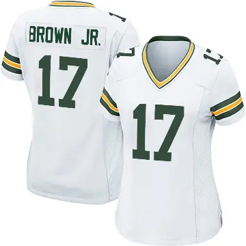 ＃17 Women's Sam Brown Jr. White Game Green Bay Packers Jersey