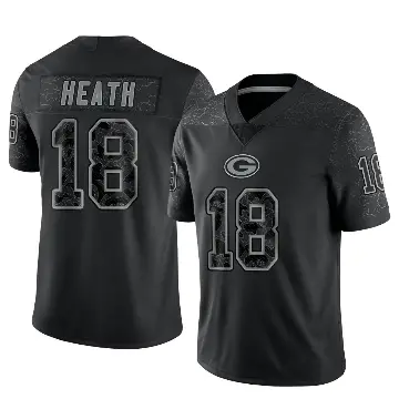＃18 Youth Malik Heath Black Limited Green Bay Packers Reflective Jersey