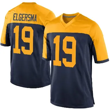 ＃19 Men's Taylor Elgersma Navy Game Green Bay Packers Alternate Jersey