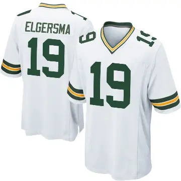 ＃19 Men's Taylor Elgersma White Game Green Bay Packers Jersey