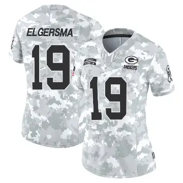 ＃19 Women's Taylor Elgersma Arctic Camo Limited Green Bay Packers 2024 Salute to Service Jersey