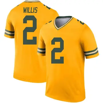 ＃2 Men's Malik Willis Gold Legend Green Bay Packers Inverted Jersey