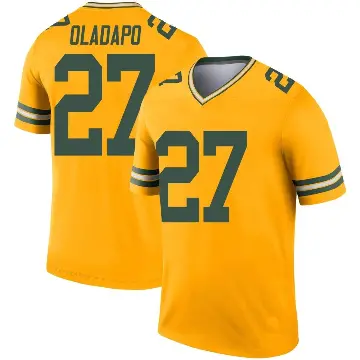 ＃27 Men's Kitan Oladapo Gold Legend Green Bay Packers Inverted Jersey