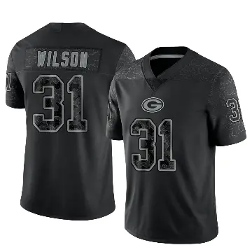 ＃31 Men's Emanuel Wilson Black Limited Green Bay Packers Reflective Jersey