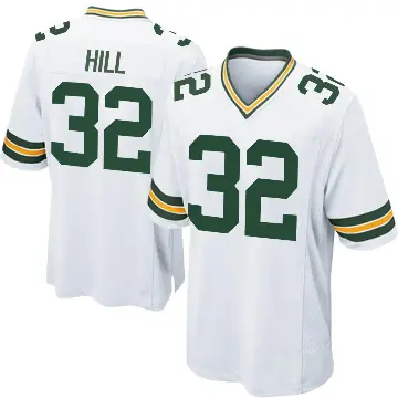 ＃32 Men's Kylin Hill White Game Green Bay Packers Jersey