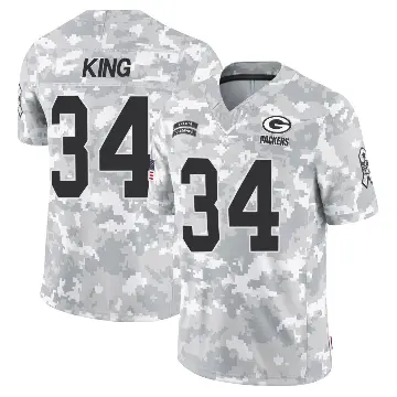 ＃34 Men's Kalen King Arctic Camo Limited Green Bay Packers 2024 Salute to Service Jersey