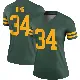 ＃34 Women's Kalen King Green Legend Green Bay Packers Alternate Jersey