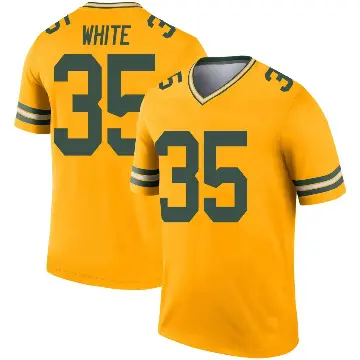 ＃35 Men's Jalen White Gold Legend Green Bay Packers Inverted Jersey