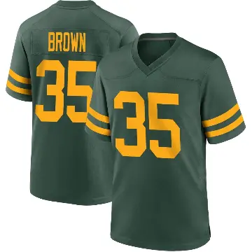 ＃35 Men's Kahzir Brown Green Game Green Bay Packers Alternate Jersey