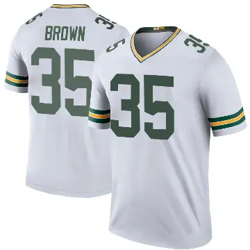 ＃35 Men's Kahzir Brown White Legend Green Bay Packers Color Rush Jersey