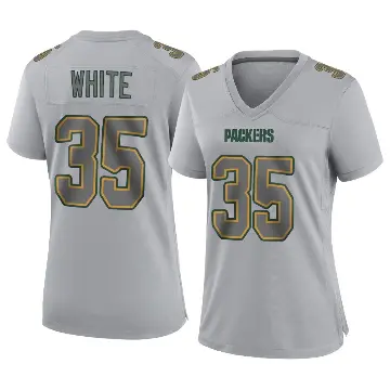 ＃35 Women's Jalen White Gray Game Green Bay Packers Atmosphere Fashion Jersey