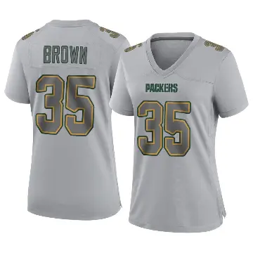 ＃35 Women's Kahzir Brown Gray Game Green Bay Packers Atmosphere Fashion Jersey