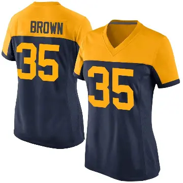 ＃35 Women's Kahzir Brown Navy Game Green Bay Packers Alternate Jersey