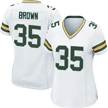 ＃35 Women's Kahzir Brown White Game Green Bay Packers Jersey