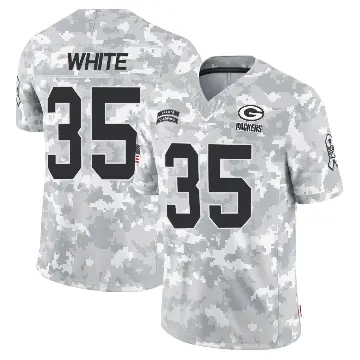＃35 Youth Jalen White Arctic Camo Limited Green Bay Packers 2024 Salute to Service Jersey