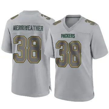 ＃38 Men's Ellis Merriweather Gray Game Green Bay Packers Atmosphere Fashion Jersey