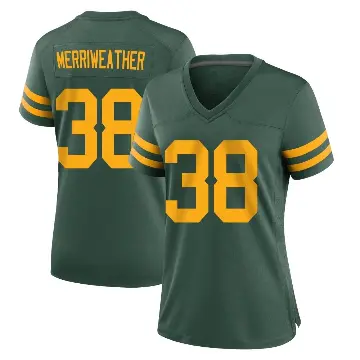 ＃38 Women's Ellis Merriweather Green Game Green Bay Packers Alternate Jersey