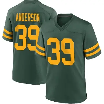 ＃39 Youth Zayne Anderson Green Game Green Bay Packers Alternate Jersey