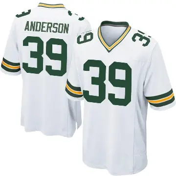 ＃39 Youth Zayne Anderson White Game Green Bay Packers Jersey