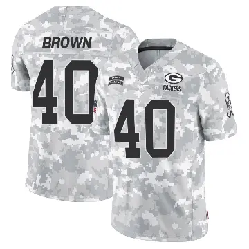 ＃40 Men's Omar Brown Arctic Camo Limited Green Bay Packers 2024 Salute to Service Jersey