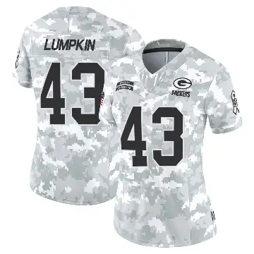 ＃43 Women's Johnny Lumpkin Arctic Camo Limited Green Bay Packers 2024 Salute to Service Jersey