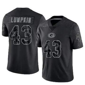 ＃43 Youth Johnny Lumpkin Black Limited Green Bay Packers Reflective Jersey