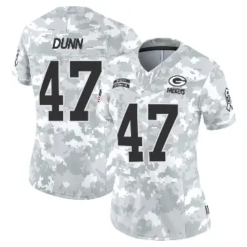 ＃47 Women's Isaiah Dunn Arctic Camo Limited Green Bay Packers 2024 Salute to Service Jersey