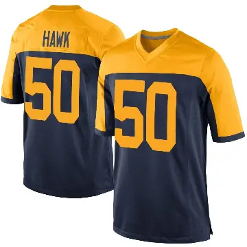 ＃50 Men's A.J. Hawk Navy Game Green Bay Packers Alternate Jersey