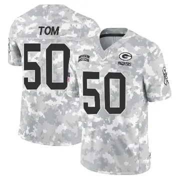 ＃50 Men's Zach Tom Arctic Camo Limited Green Bay Packers 2024 Salute to Service Jersey
