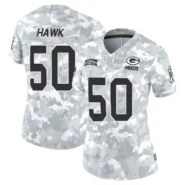 ＃50 Women's A.J. Hawk Arctic Camo Limited Green Bay Packers 2024 Salute to Service Jersey