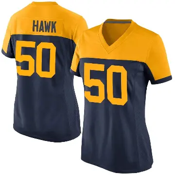 ＃50 Women's A.J. Hawk Navy Game Green Bay Packers Alternate Jersey
