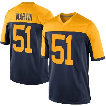 ＃51 Men's Jeremiah Martin Navy Game Green Bay Packers Alternate Jersey