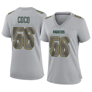 ＃56 Women's Jack Coco Gray Game Green Bay Packers Atmosphere Fashion Jersey