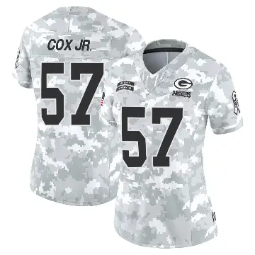 ＃57 Women's Brenton Cox Jr. Arctic Camo Limited Green Bay Packers 2024 Salute to Service Jersey