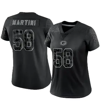 ＃58 Women's Greer Martini Black Limited Green Bay Packers Reflective Jersey