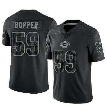 ＃59 Men's Ty'Ron Hopper Black Limited Green Bay Packers Reflective Jersey