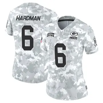 ＃6 Women's Mecole Hardman Arctic Camo Limited Green Bay Packers 2024 Salute to Service Jersey