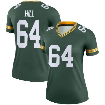 ＃64 Women's Trey Hill Green Legend Green Bay Packers Jersey