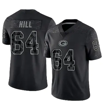 ＃64 Youth Trey Hill Black Limited Green Bay Packers Reflective Jersey