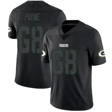 ＃68 Youth Leonard Payne Black Impact Limited Green Bay Packers Jersey