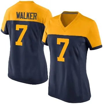 ＃7 Women's Quay Walker Navy Game Green Bay Packers Alternate Jersey