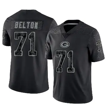 ＃71 Men's Anthony Belton Black Limited Green Bay Packers Reflective Jersey