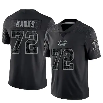 ＃72 Men's Brant Banks Black Limited Green Bay Packers Reflective Jersey