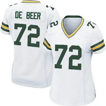 ＃72 Women's Gerhard de Beer White Game Green Bay Packers Jersey