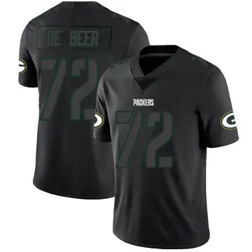 ＃72 Youth Gerhard de Beer Black Impact Limited Green Bay Packers Jersey
